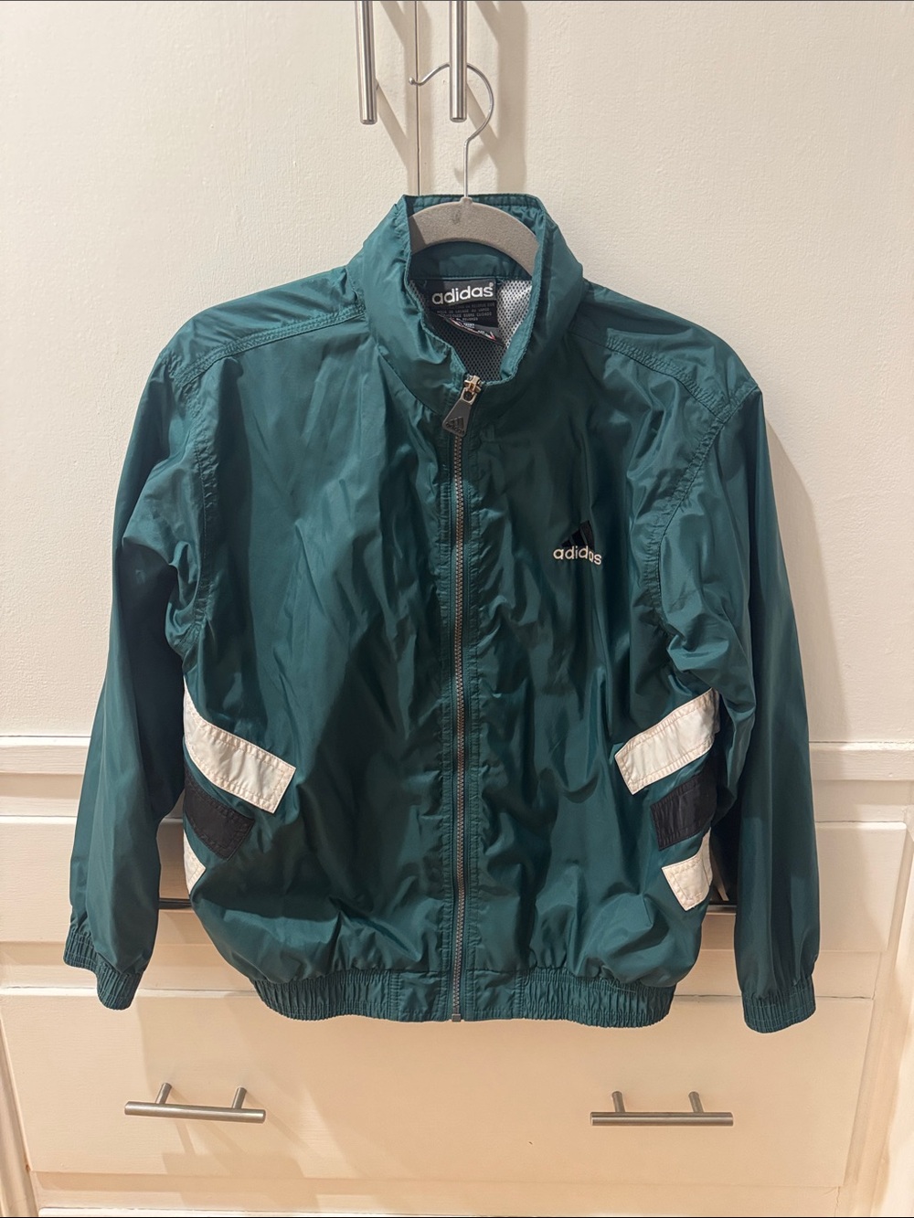 adidas vintage 2000’s Teal and White boys Windbreaker Jacket